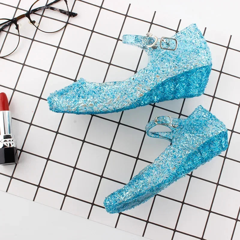 Elsa Princess Crystal Shoes for Girls 2024 New Fashion Kids Birthday Casual Sandals Shoes Baby Wedding Party Shoes