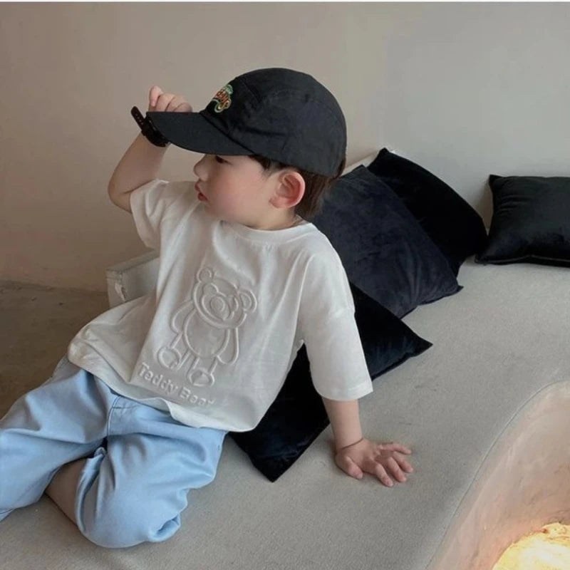 Oliver Cartoon Bear Short Sleeve Tees - GuGuTon baby store - Baby Fashion - Toddlers Outfits - Babies Outfits - Toddler Clothes - Kids Clothing - Newborn Clothes - Newborn Wear - Kids Wear - Trending Clothes - Trending Outfits - Fall Fashion - Winter Fashion - Girls Clothes - Boys Clothes - Babies Wear - Kids Accessories - KidsWear - Summer Clothes - Summer Fashion - Summer Trend - Falls Sweaters - Tops - Bottom - Jeans - Blouse - Dresses - Newborn Dresses - Toys