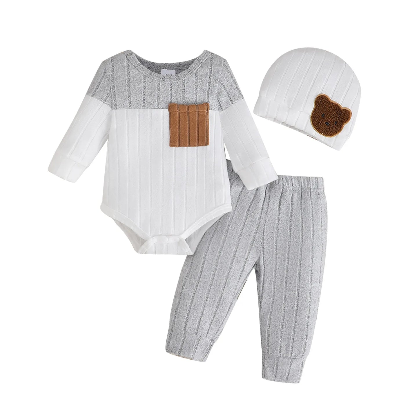 Boy Color Blocked Pants Set with Hat for Infants