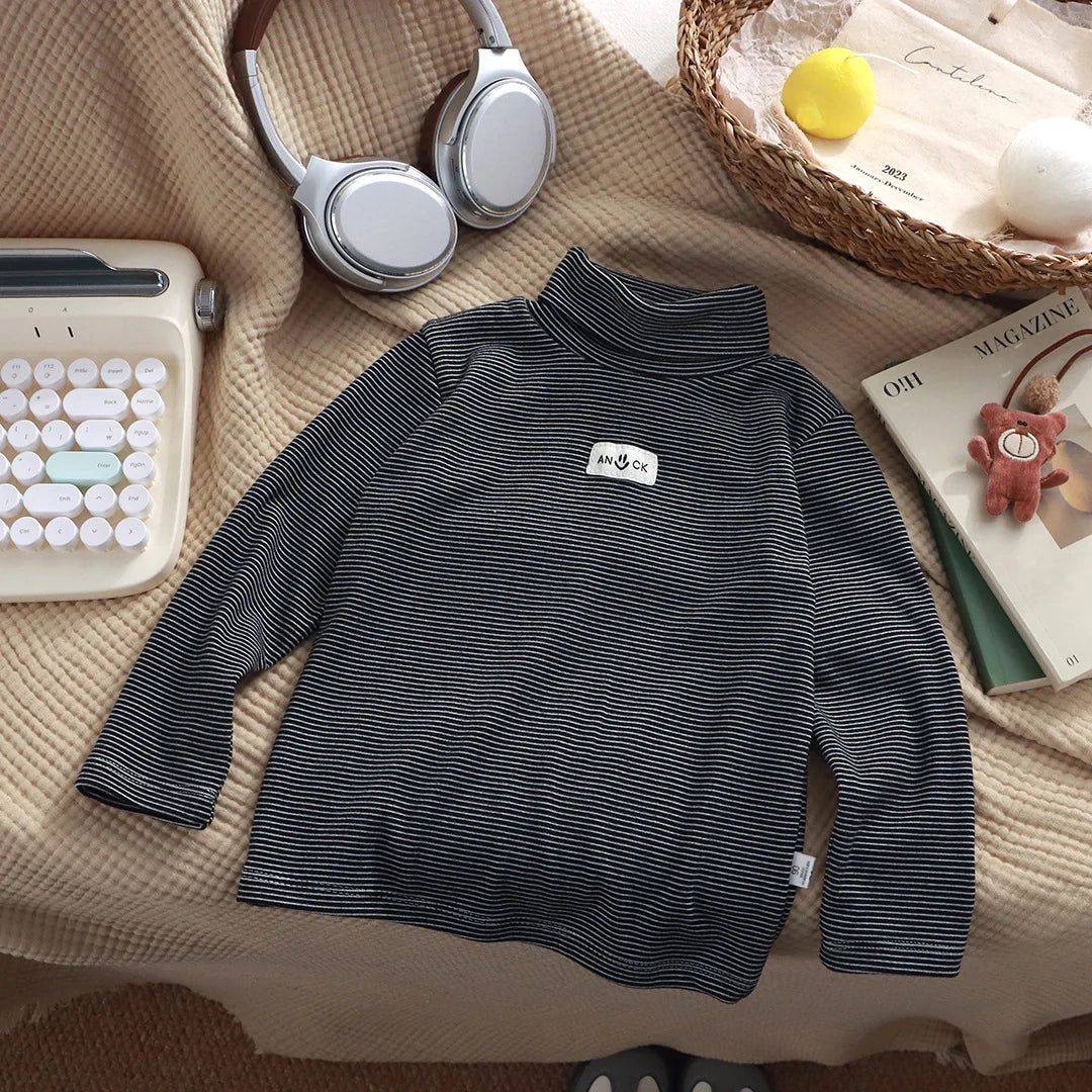 Rocio Striped High Collar Sweatshirt Top