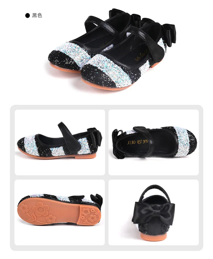 Girl Shoes Spring New Girls Soft Sole Leather Shoes Rainbow Sequins Dress Princess Shoes Kids Shoe Mary Jane Shoe Zapatos Niña