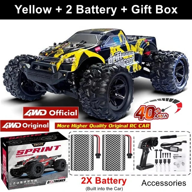 Remote Control Car 4X4 Off Road Monster Truck All Terrain RC Cars 40KPH High Speed 4WD Electric Vehicle Toy Gift for Kid Adult