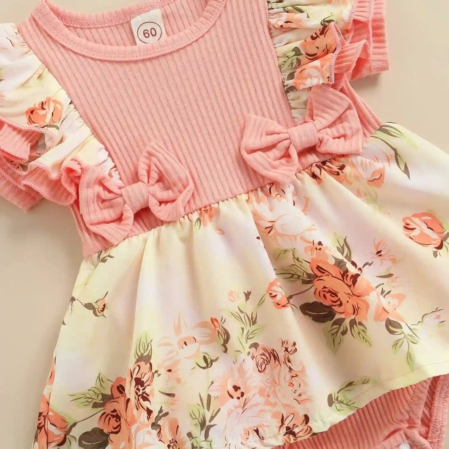 Posie Baby Girls Summer Dress Bodysuit with Bow Headband