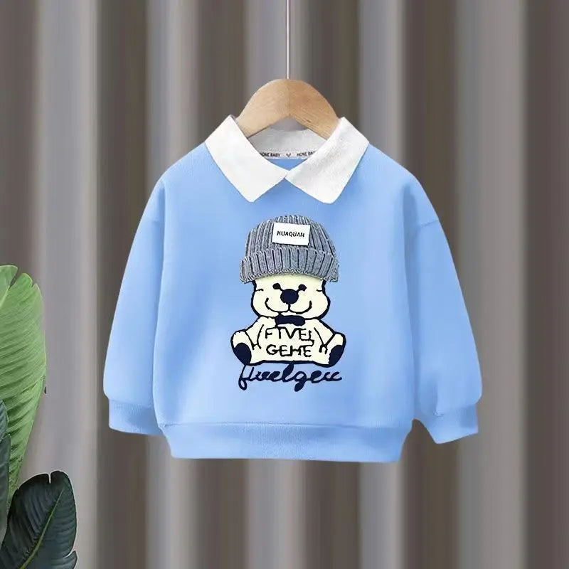 Autumn Clothes Set Boys Pullover with Cartoon Print