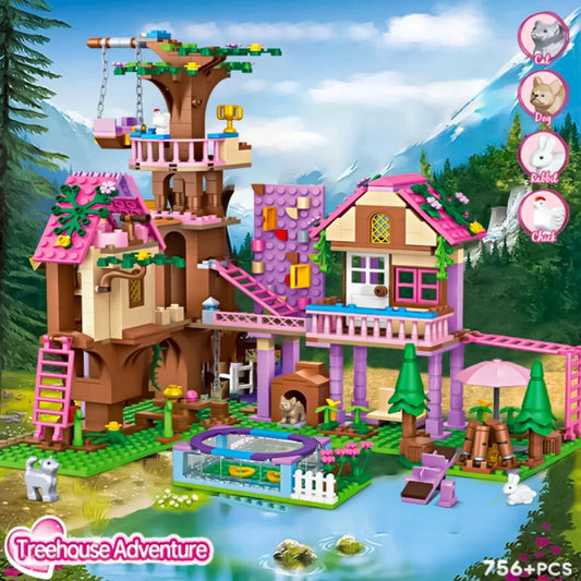 Friends City Tree House Summer Holiday Villa Castle Building Blocks