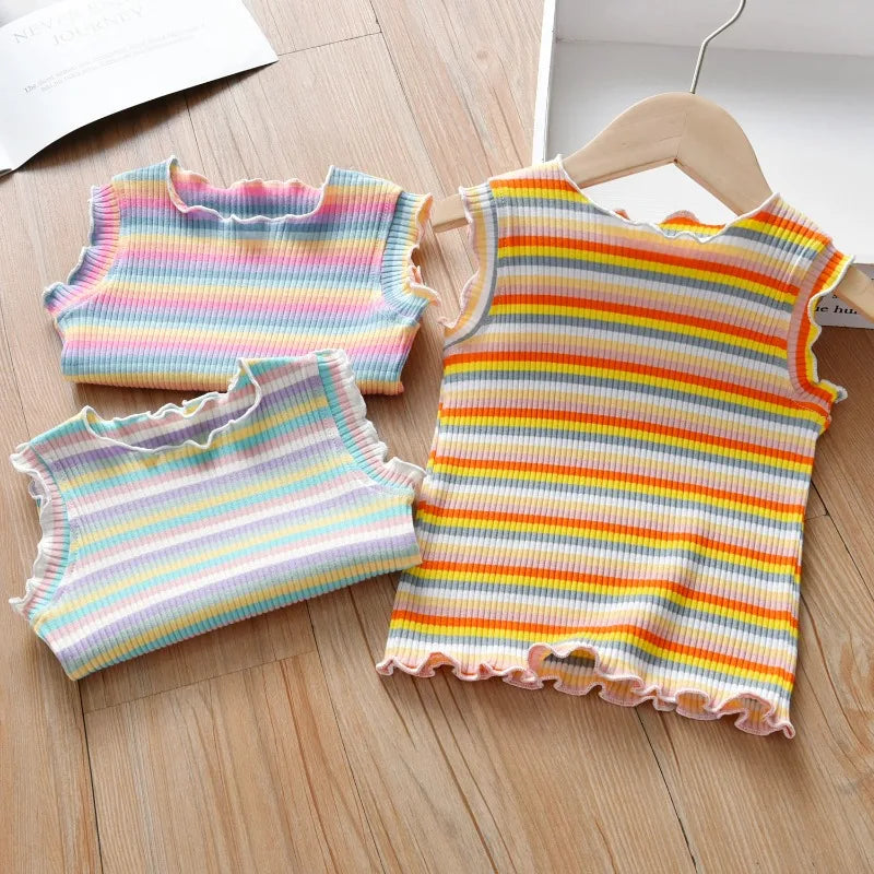 Rosaura Baby Rainbow Striped Casual Tops