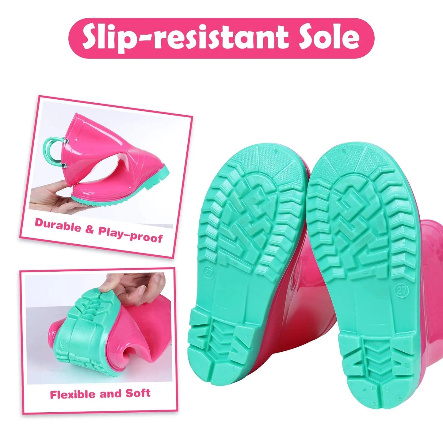 Jaden Evshine  Kids Rain Boots - Fun Dinosaur Unicorn Design