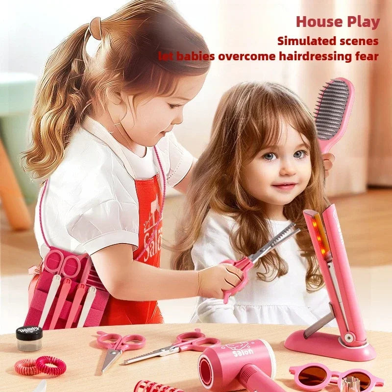 Girls' Beauty Toys Fashion Barber Role Playing Games Simulation Haircut Children Hair Dryer Child Pretend House Play Children