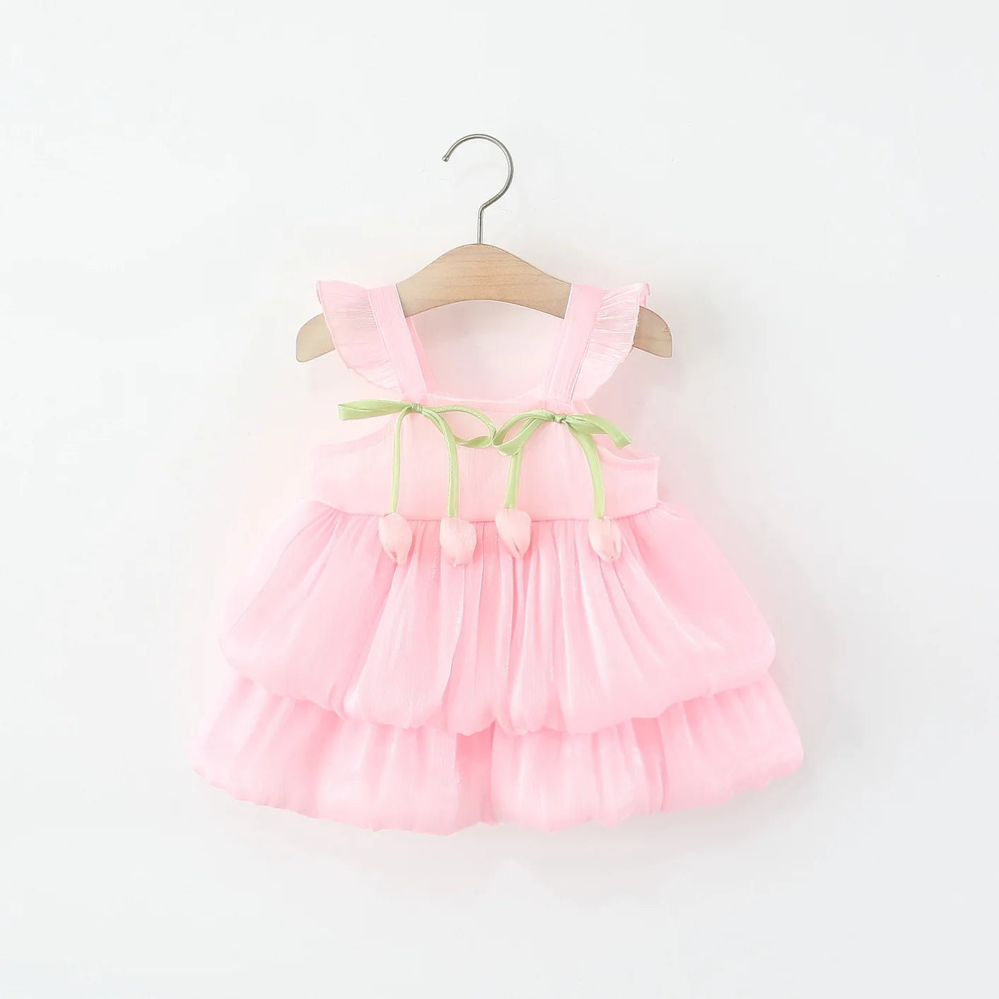 Baby Girl Dress Summer Solid Color Flower Small Fly Sleeve Girl Dress