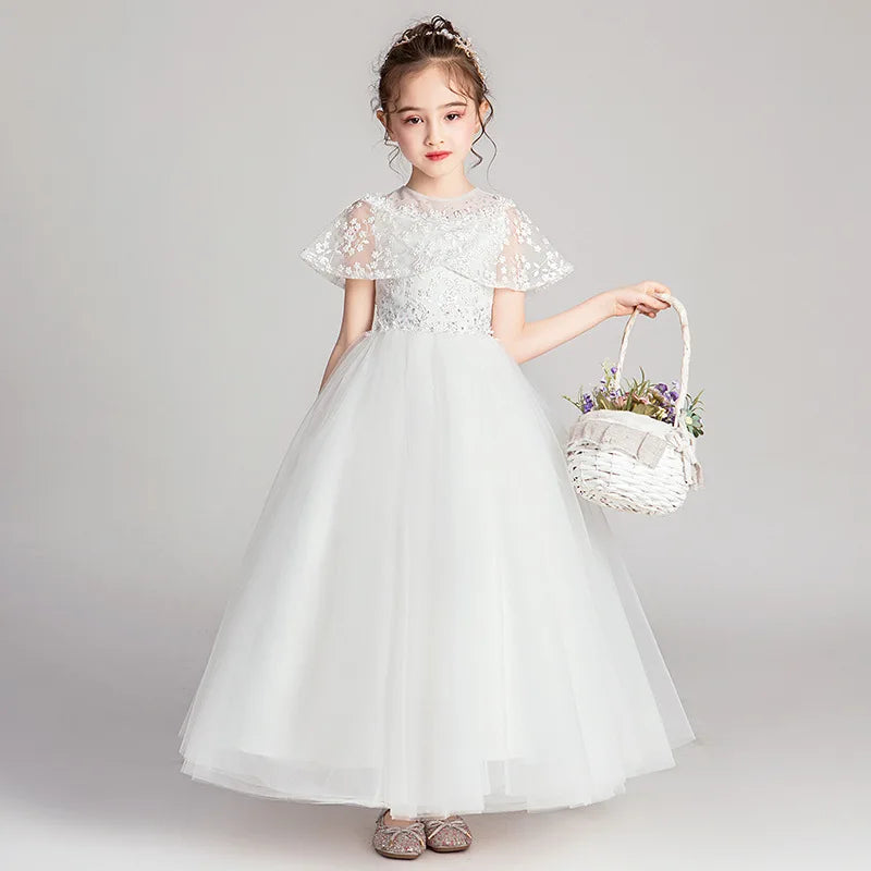 Elegant White Bridesmaid Long Dresses for Girls Wedding Gown Ceremony