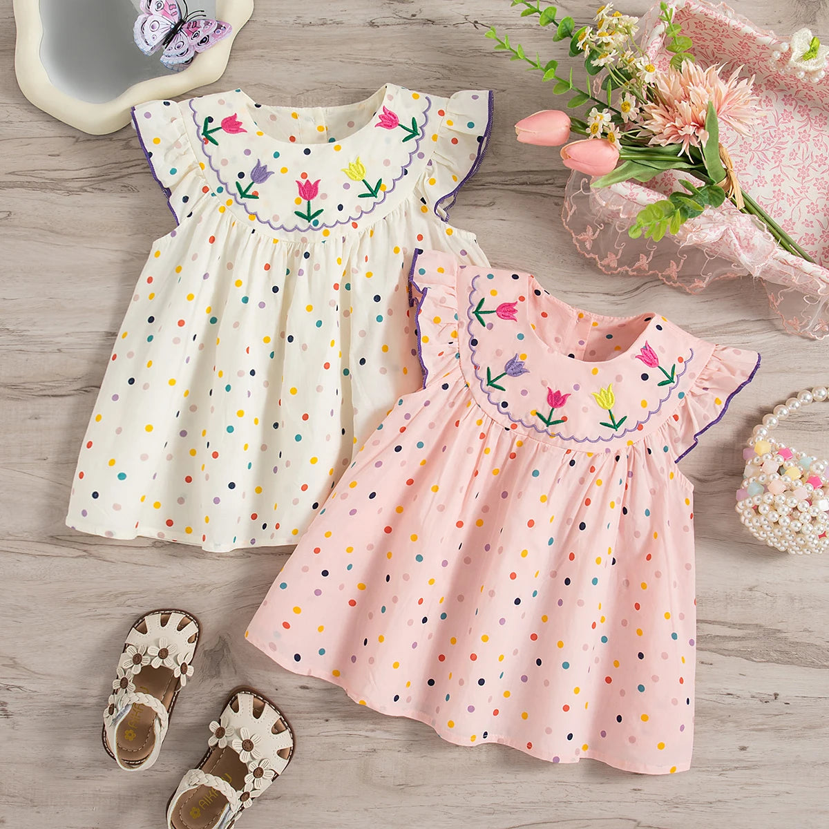 Demi Baby Girl Summer Dress with Polka Dots