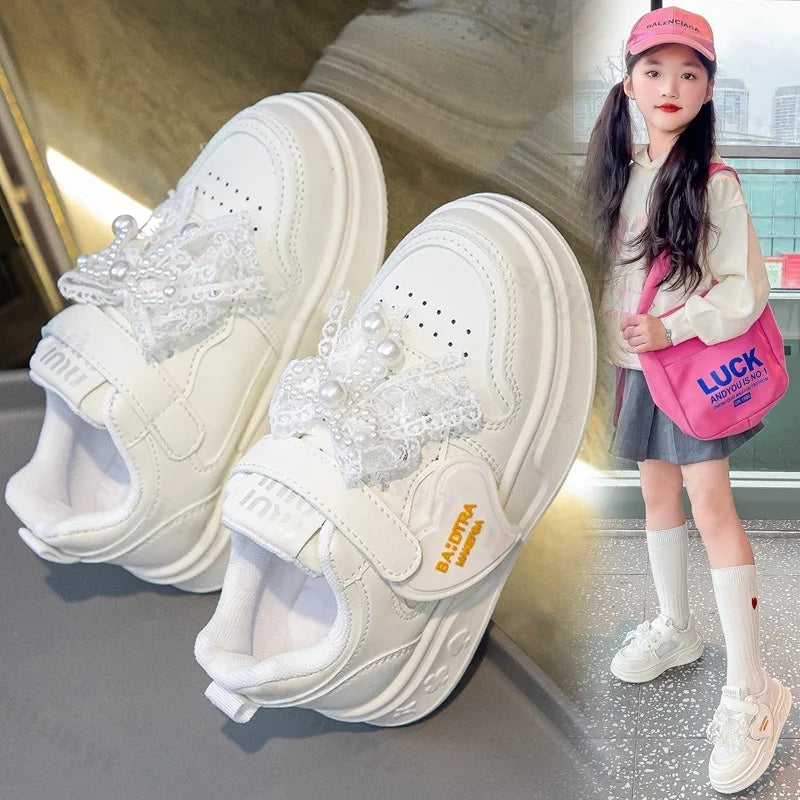 4 To 12 Years Autumn Children Shoes Girls Sneaker 2026 PU Leather Flat Shoes Kids Casual Sneaker Comfortable Cute Girls Shoes