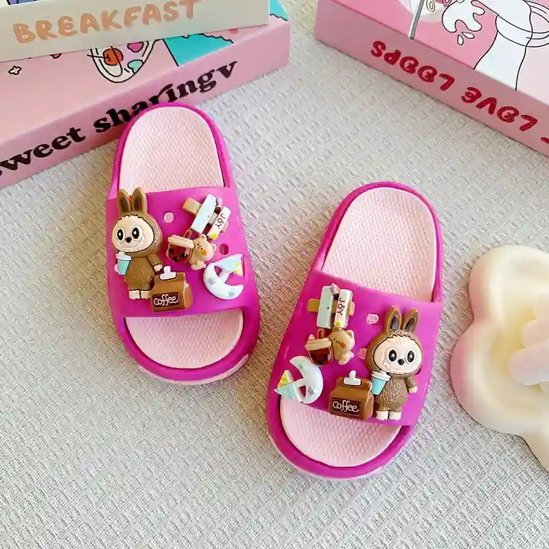 Cartoon Coffee-Themed Eva Slippers for Kids