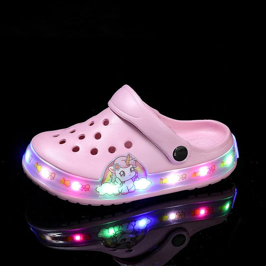 Pink Summer Kids Sandals with Cartoon Print