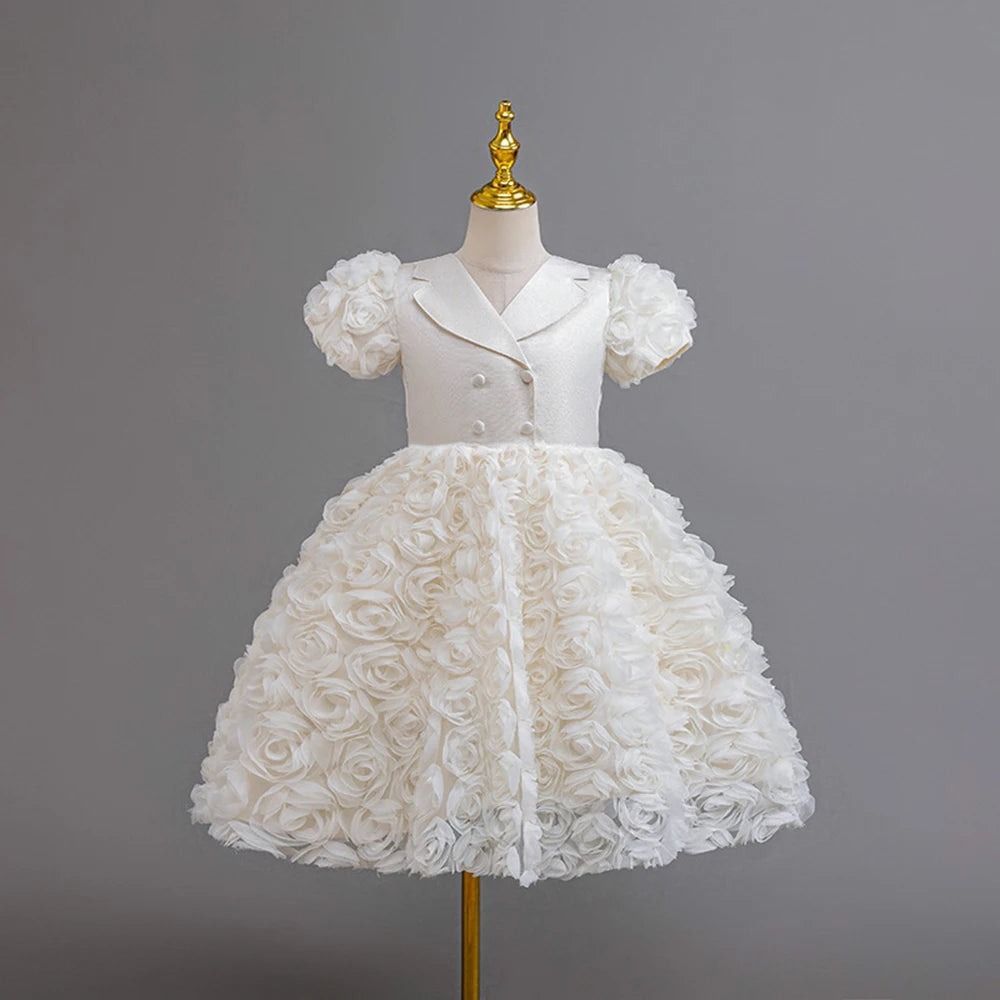 HETISO Flower Girl Dress Tutu Children's Party Dresses Fluffy Kids Performance
