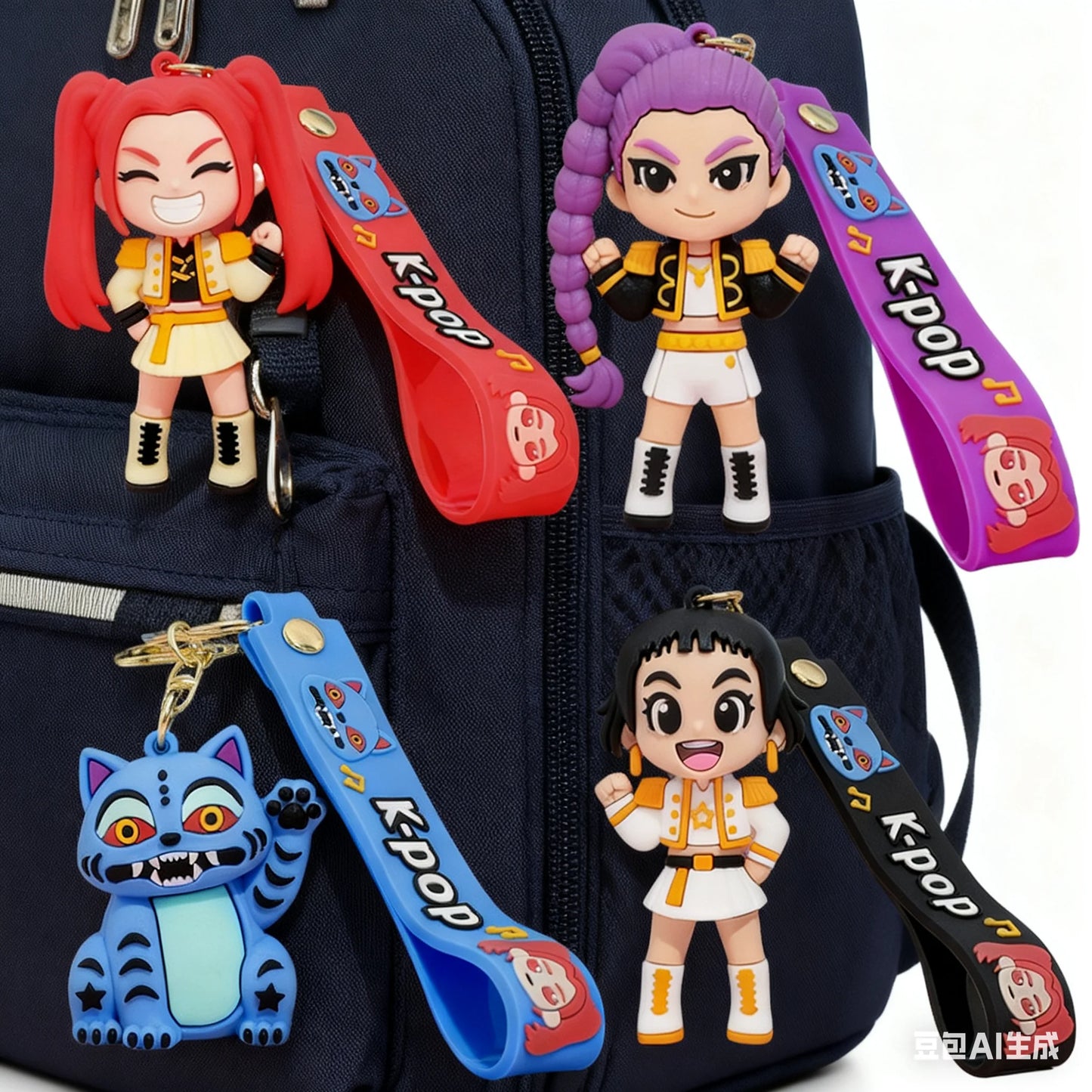 2026 3D Printed Anime Movie KPop& Devil Hunter Girls Derpy Keychains Doll Cute Tiger Action Model Toy Collection Christmas Gifts