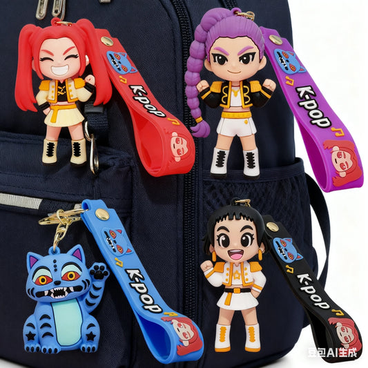 2026 3D Printed Anime Movie KPop& Devil Hunter Girls Derpy Keychains Doll