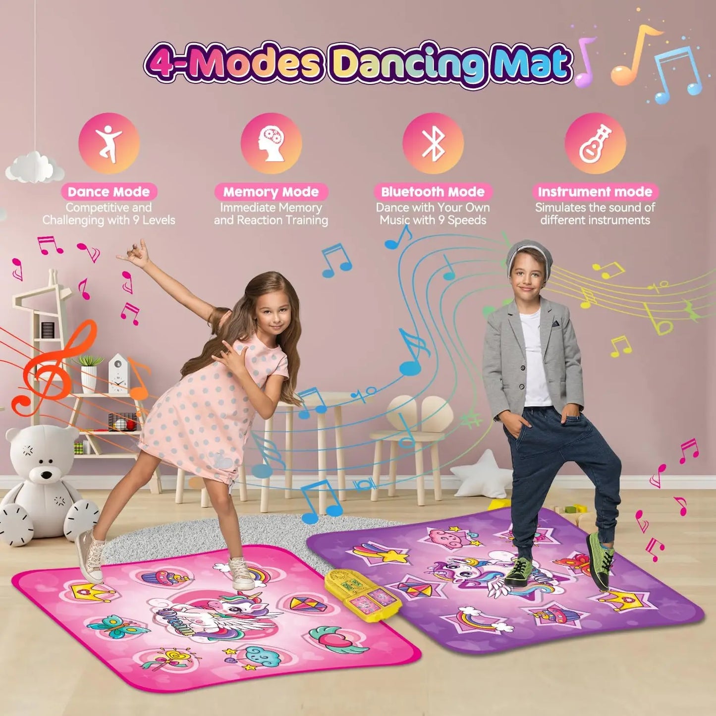VATOS Unicorn Dance Mat x2 Toys for Girls 9-Level Dancing Game