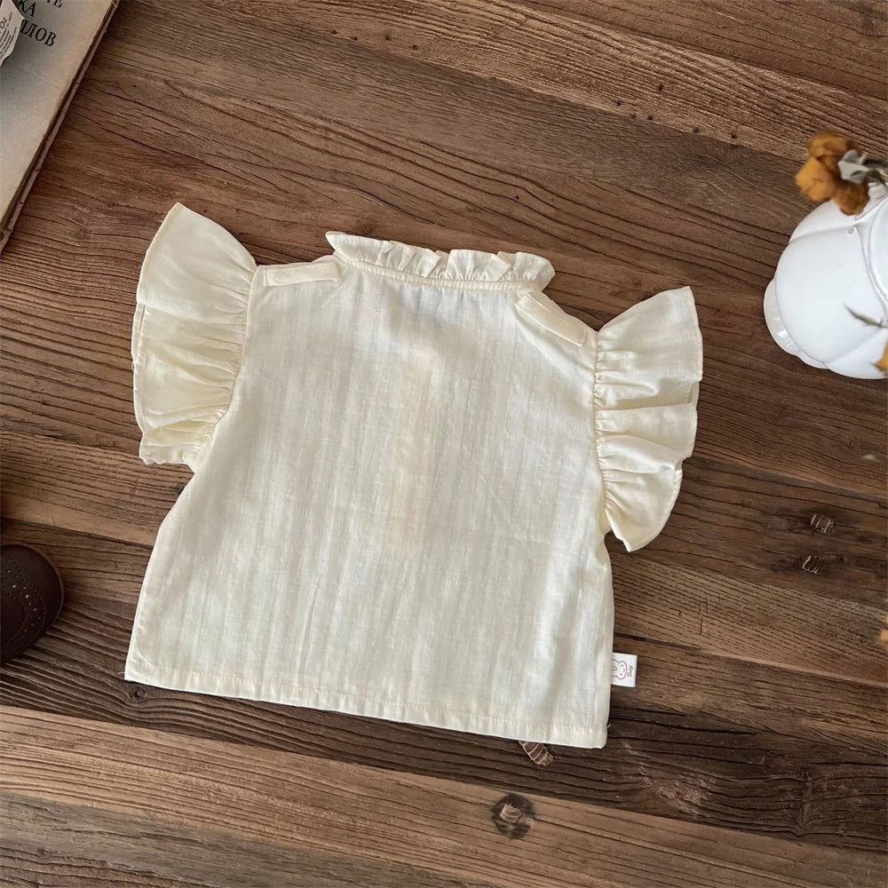 Daniela Ruffles Lace Collar Sleeveless Tops