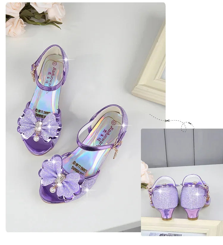 Girls Princess Shoes Summer Children High Heels Open-toe Party Wedding Toddlers Sandals