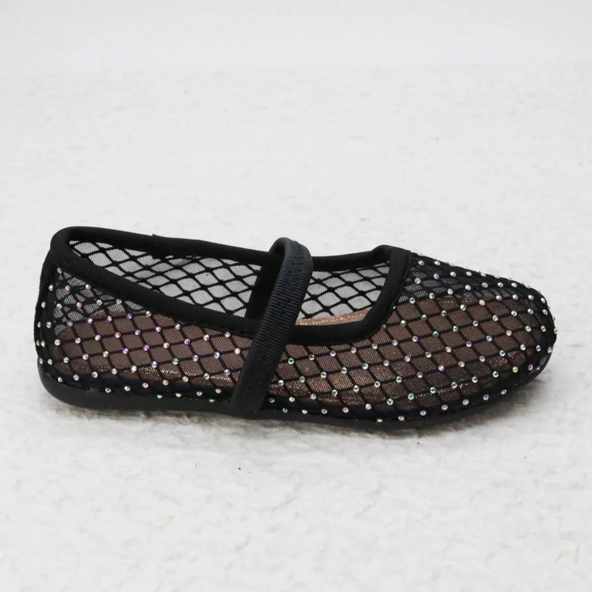 Mesh Breathable Surface with Random Irregular Shiny Diamond Pattern Elastic Strap