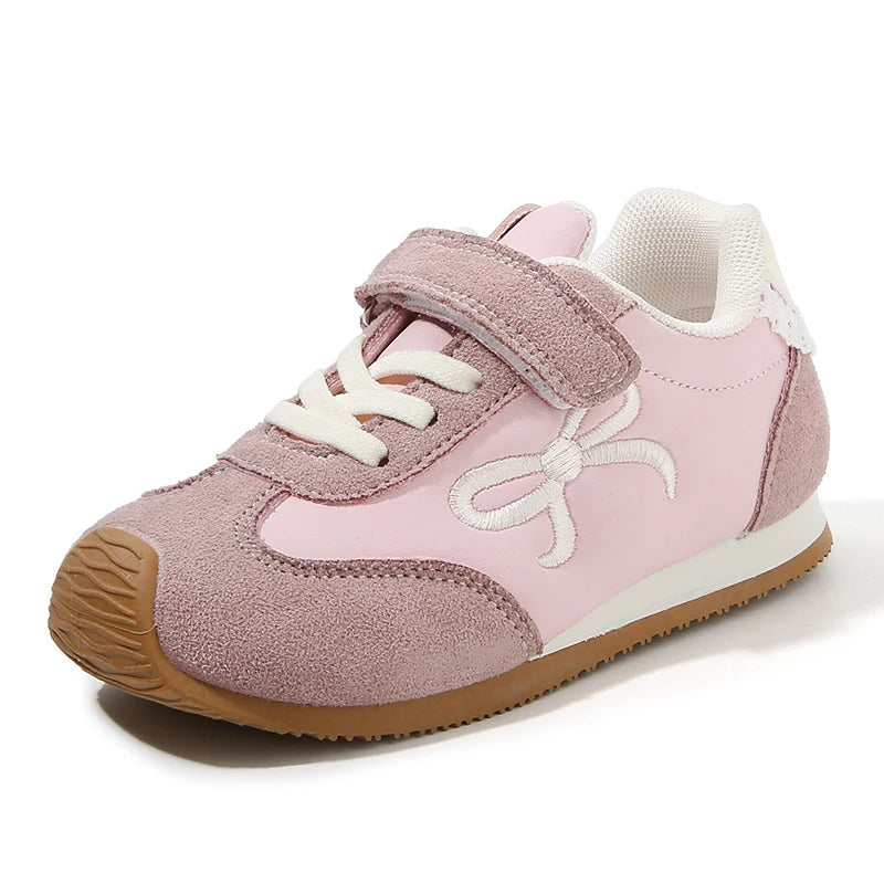 Kids'Casual Shoes Sneakers PU Leather Cutout Spring Shoes For Girls Anti-slip Soft Bottom Pink Off-white Shoes Size 21-32