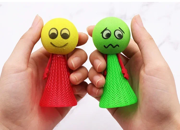 5Pcs/Pack Educational Jumping Doll Bounce Ball Toys Engaging Push & Down Expression Game for Kids Great Gifts for Children