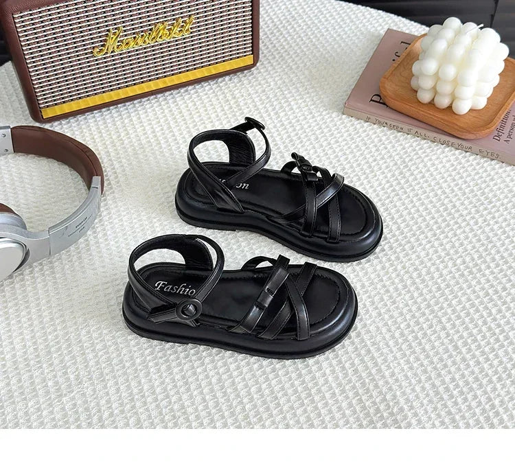 Girls Beach Shoes Bow-knot 2025 Summer Brand New Soft Open Toes Fashion Kids Sandals Princess Sweet Style Anti-slippery Shoes