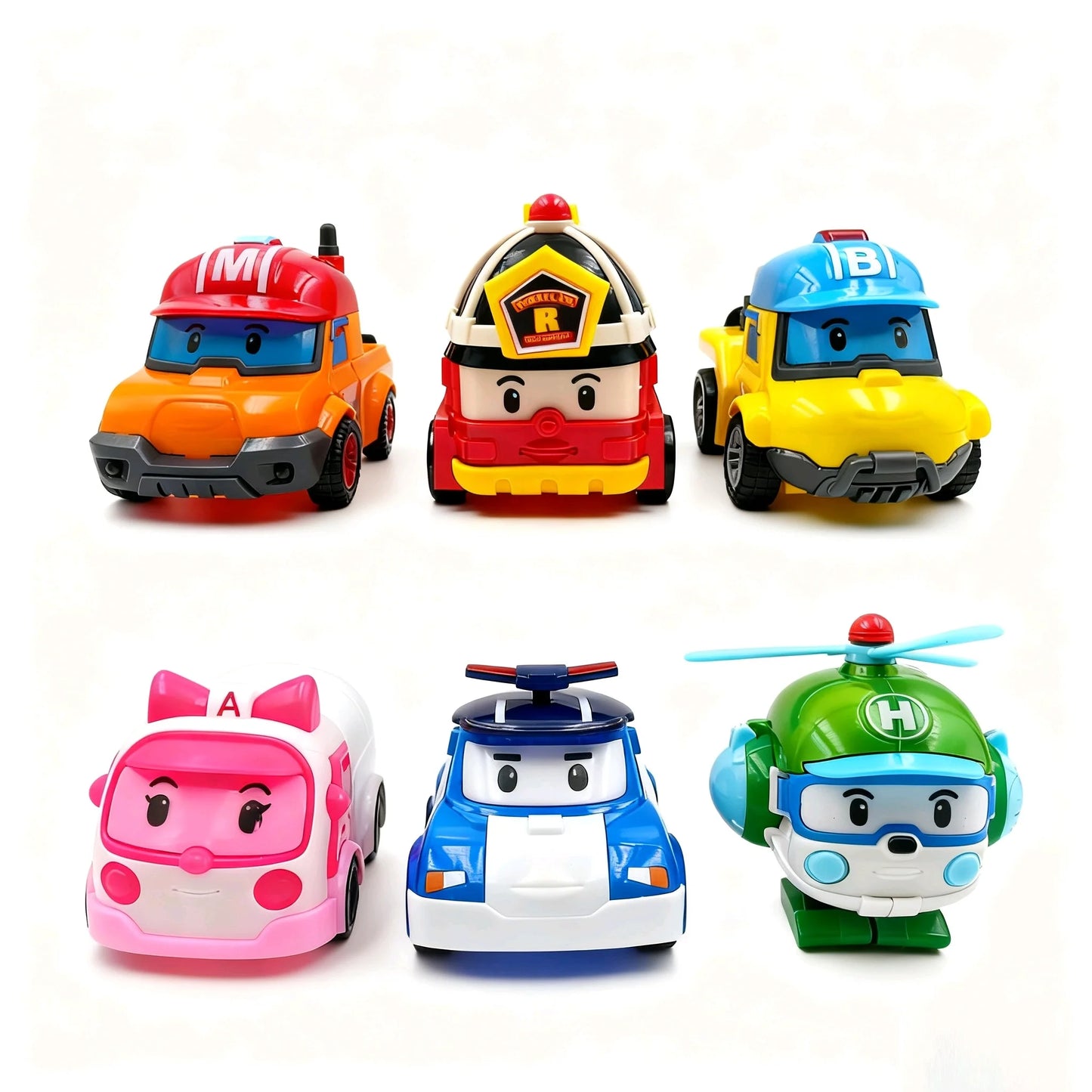 6pcs/set Cartoon Robocars Polis Action Figures Transformation