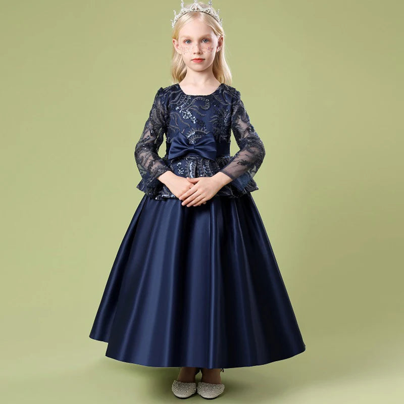 Girls Lace Full Sleeve Princess Dress Kids First Communion Dresses