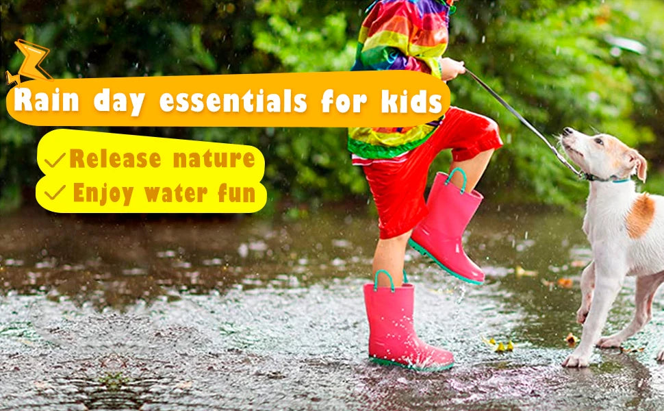 Quinn Evshine Kids Waterproof Rain Boots for Boys and Girls