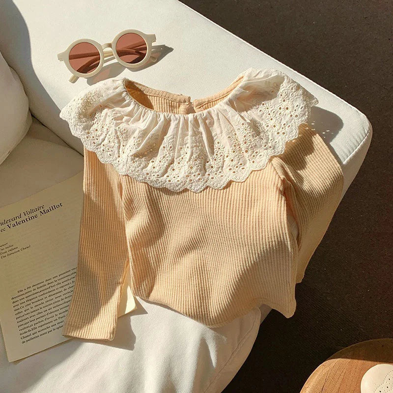 Korean Kids Ruffled Edge Knitwear Tops
