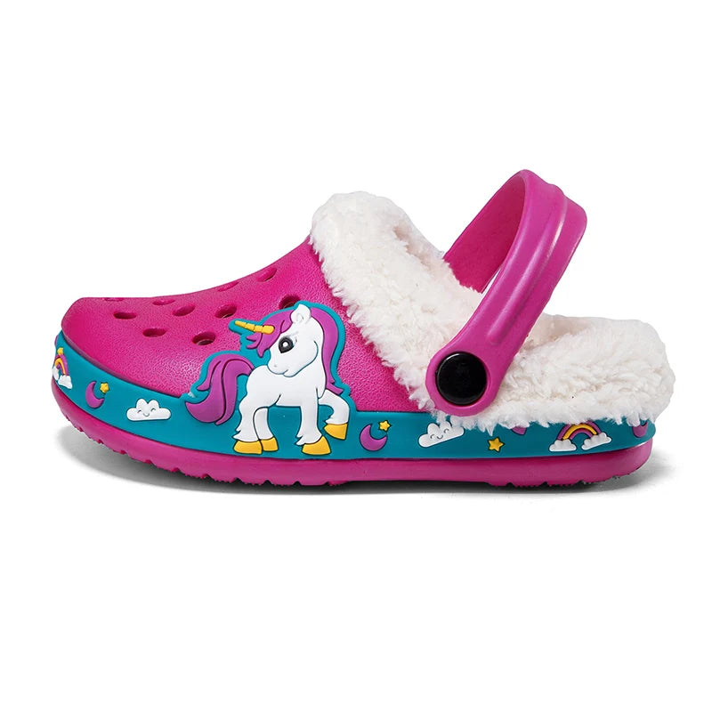 Winter Kids Sandals Fur Children's Slippers Baby Girls Shoes