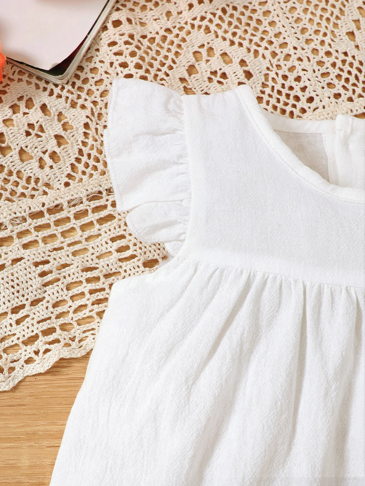 Baby Girl Christening Dress Set round Neck with Little Fly Sleeve Dress And Hat Two-Piece Casual Cute Dress for Girls