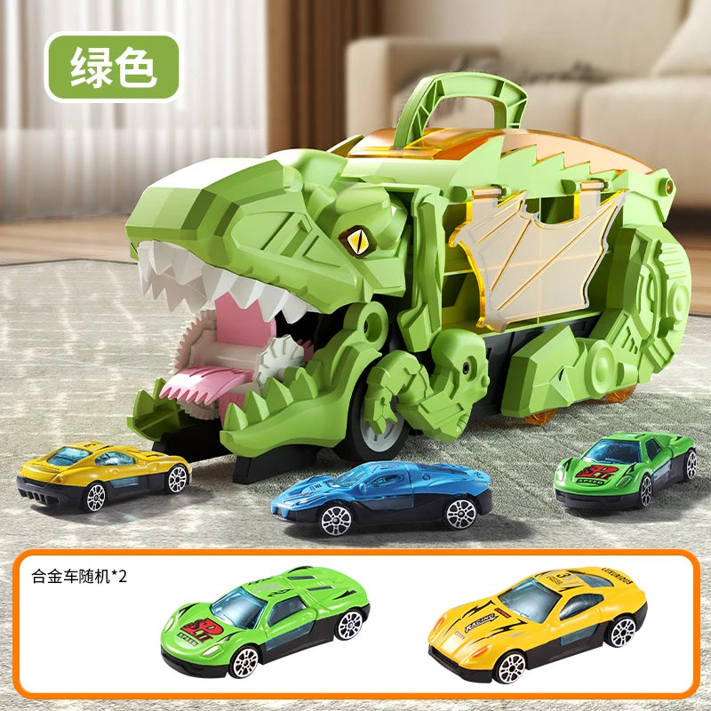 Dinosaur Toys for Kids Boys Ages 3-5, Car Track Set Dinosaur Transport Truck with Diecast Cars