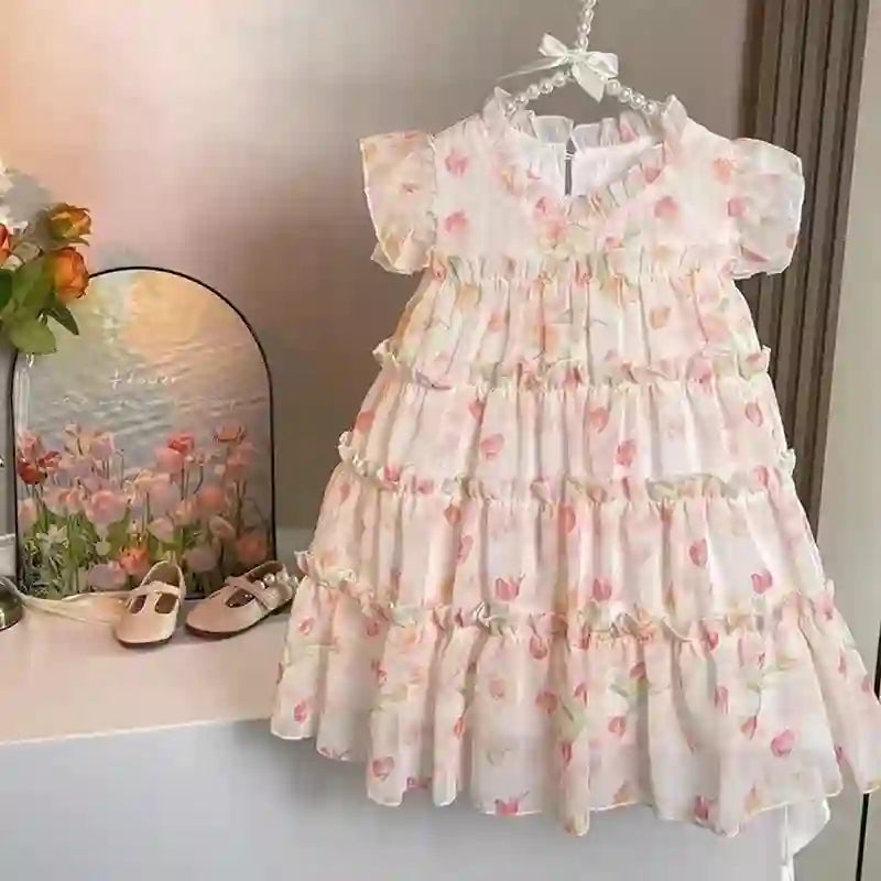 Halo Girls Summer Dress 2025 - Korean Floral Design