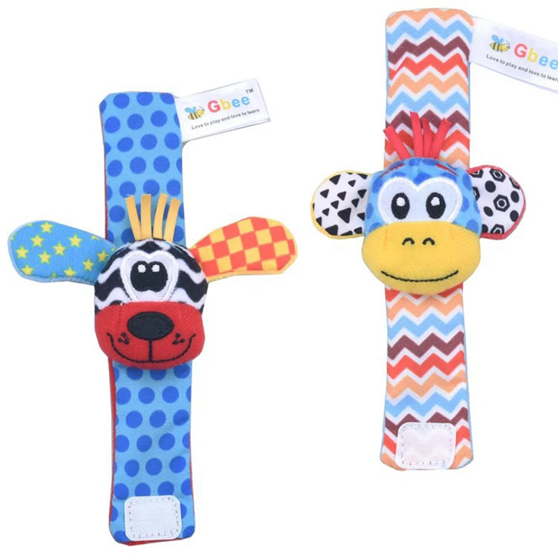 Baby Wrist Rattles Socks Newborn Animal Socks Infants Foot Finder 0-12 Months