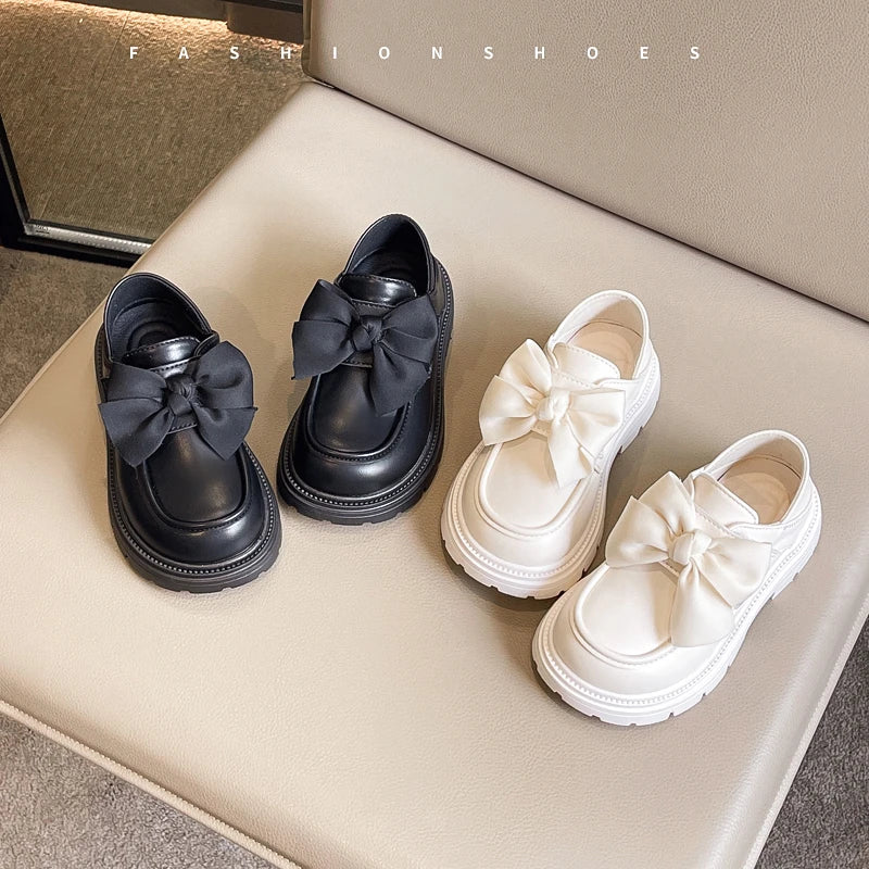 2026 Spring And Autumn Girls' Leather Shoes With Soft Soles British Style