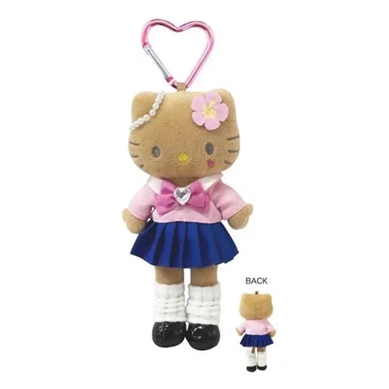 15cm Sanrios Anime Hello Kitty Plush Toy Keychain Long Legged Angel JK Uniform Bag Pendant Stuffed Doll Girl Bag Keychain Gift