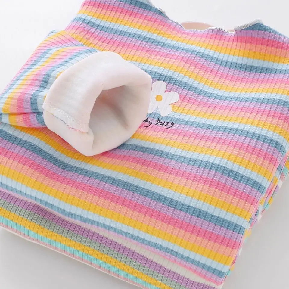Tatiana Color Stripe Flower Printing Tops