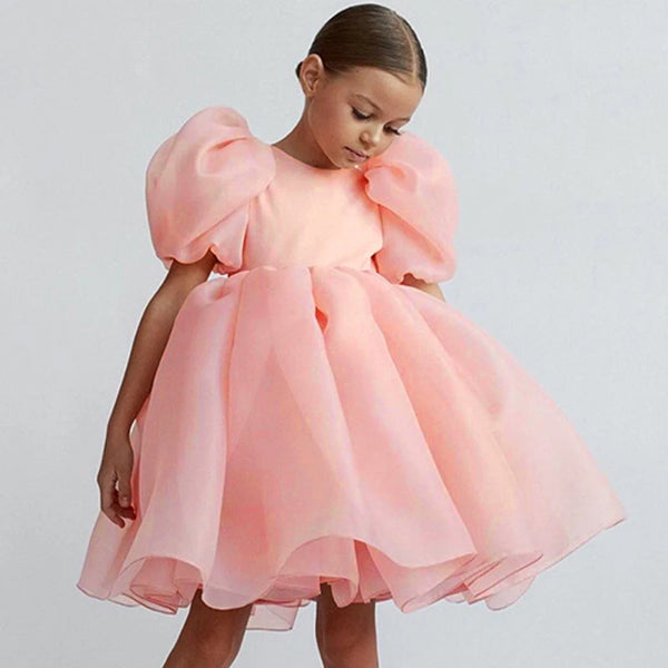 Sarah Tulle Puff Sleeve Wedding Party Kids Dresses for Girls Birthday