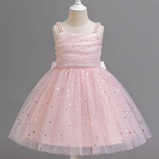 Baby Girl Lace Dresses Sparkling Weddings Pink Dress Elegant Princess