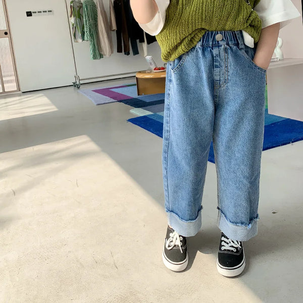 Lucas crimped wide jeans Boys loose thin denim pants