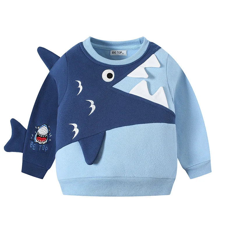 Pablo Cute Cartoon Shark Embroidery Sweater