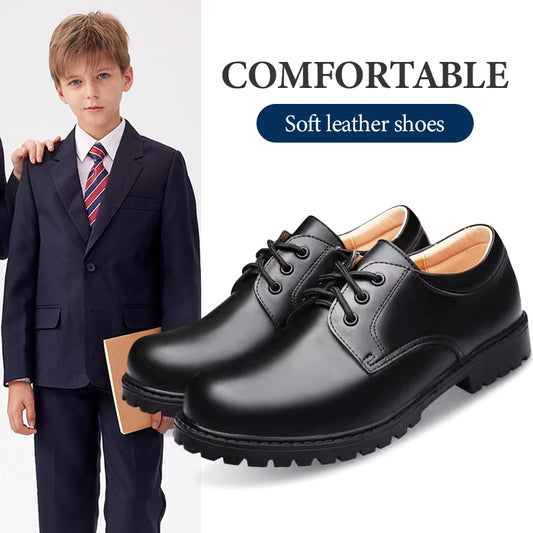 Soft Bottom School Shoes for Boys Middle School Student British Black