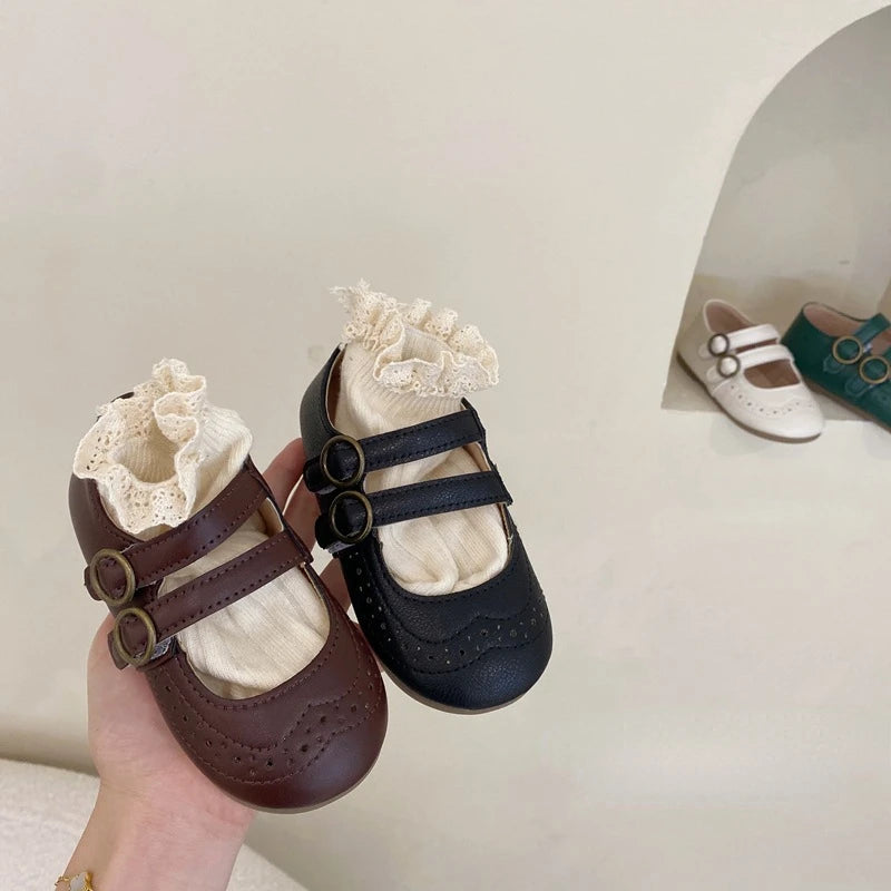 Girls Leather Shoes 2023 Spring Autumn New Versatile Children Retro Princess Shoes