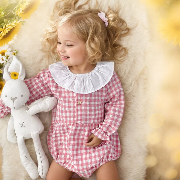 Round Collar Plaid Bodysuit