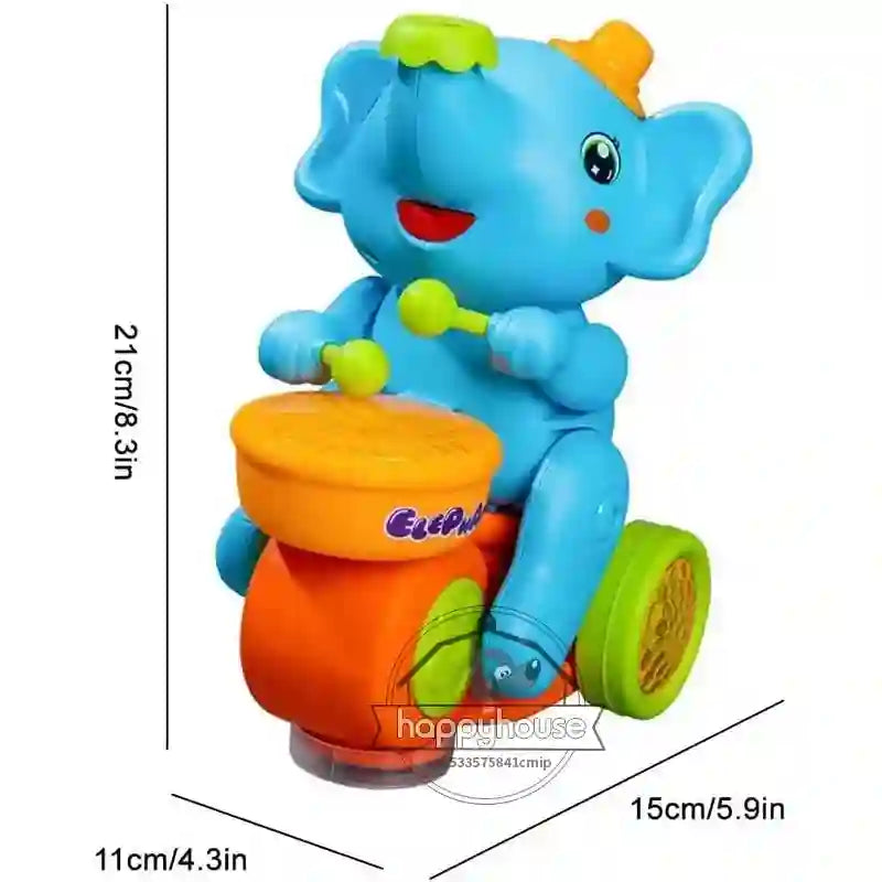Musical Walking Elephant Drummer Toys for Kid  with LED Light Music Sensory