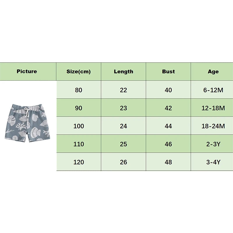 Geral Boys Summer Board Shorts Print Elastic Waist