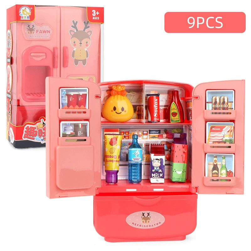 Mini Doll Fridge Furniture Kitchen Miniatures Refrigerator Role Playing Game Montessori Play Food Toys for Girls